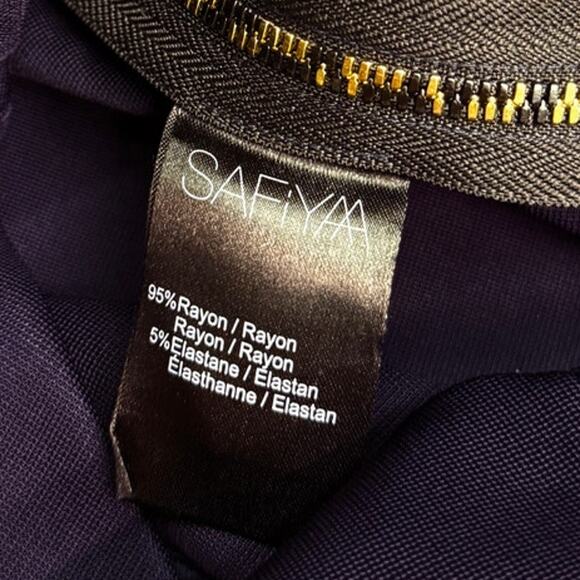 Safiyaa Deep Navy One Shoulder Asymmetric Hem Cocktail Dress Size FR 40 US 8 - Picture 7 of 7